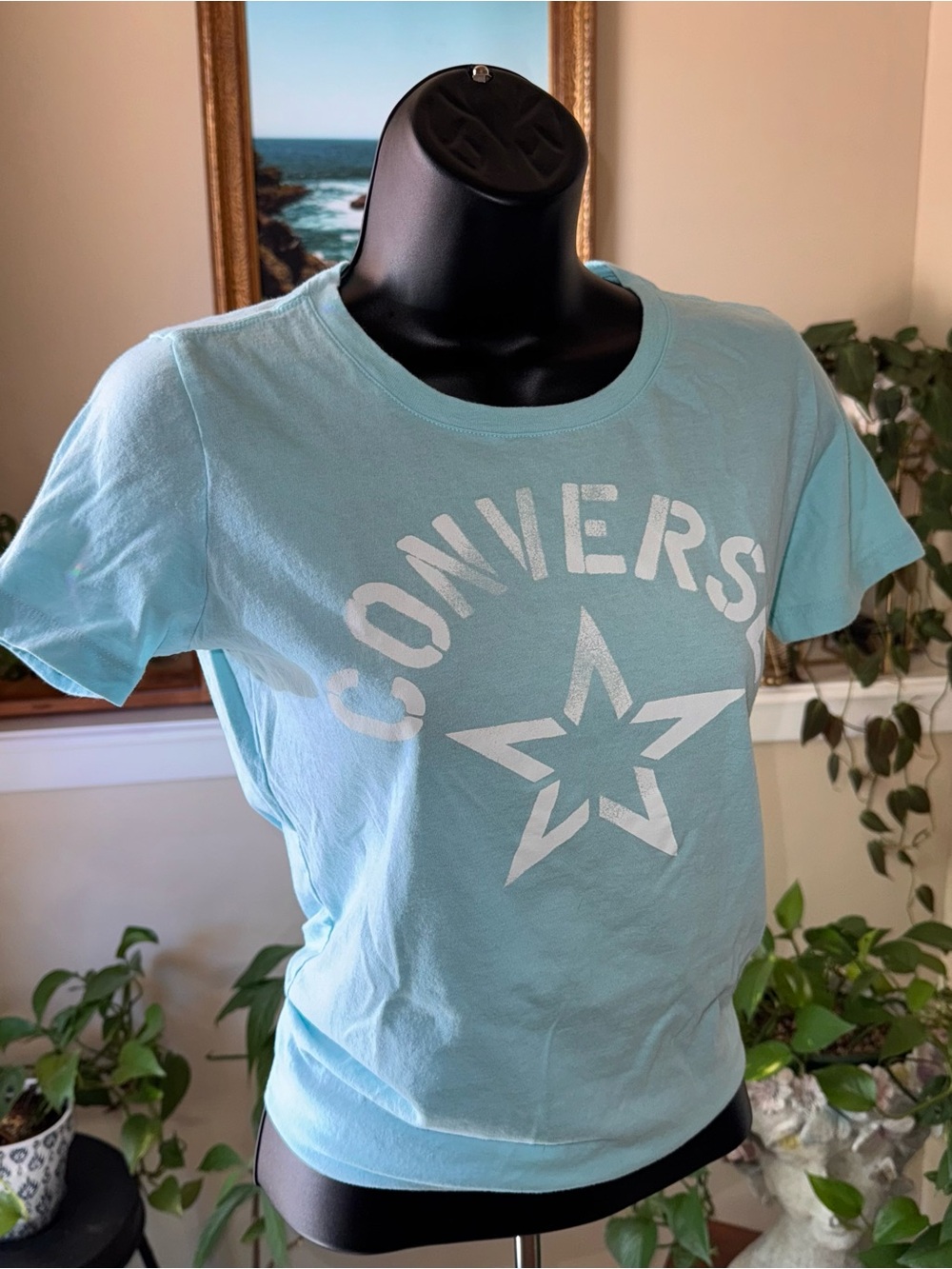 Converse Women's Aqua Short Sleeve Star Logo Tee